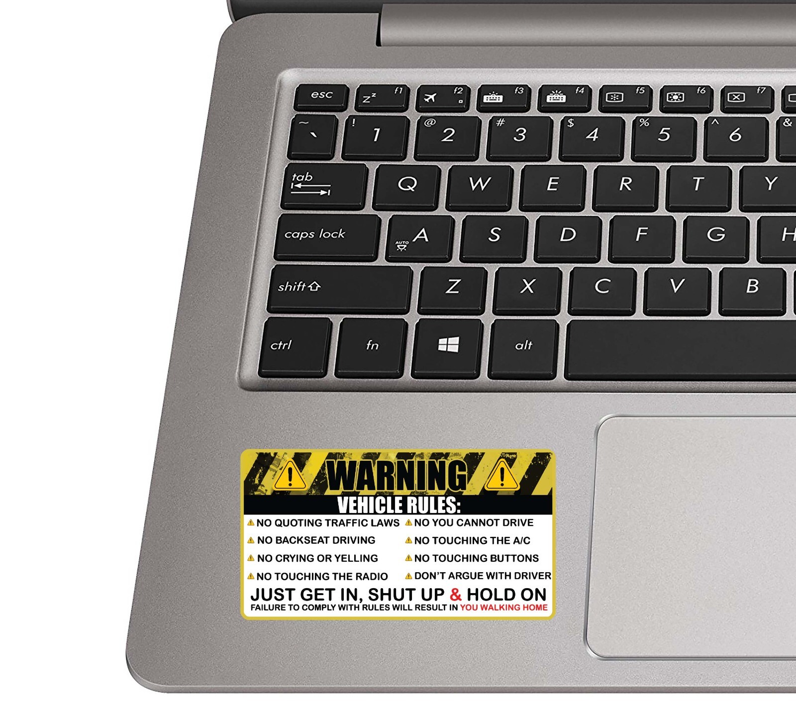 Collectible Decals Vehicle Rules Funny Warning Vinyl Sticker for Car Visor, Dash