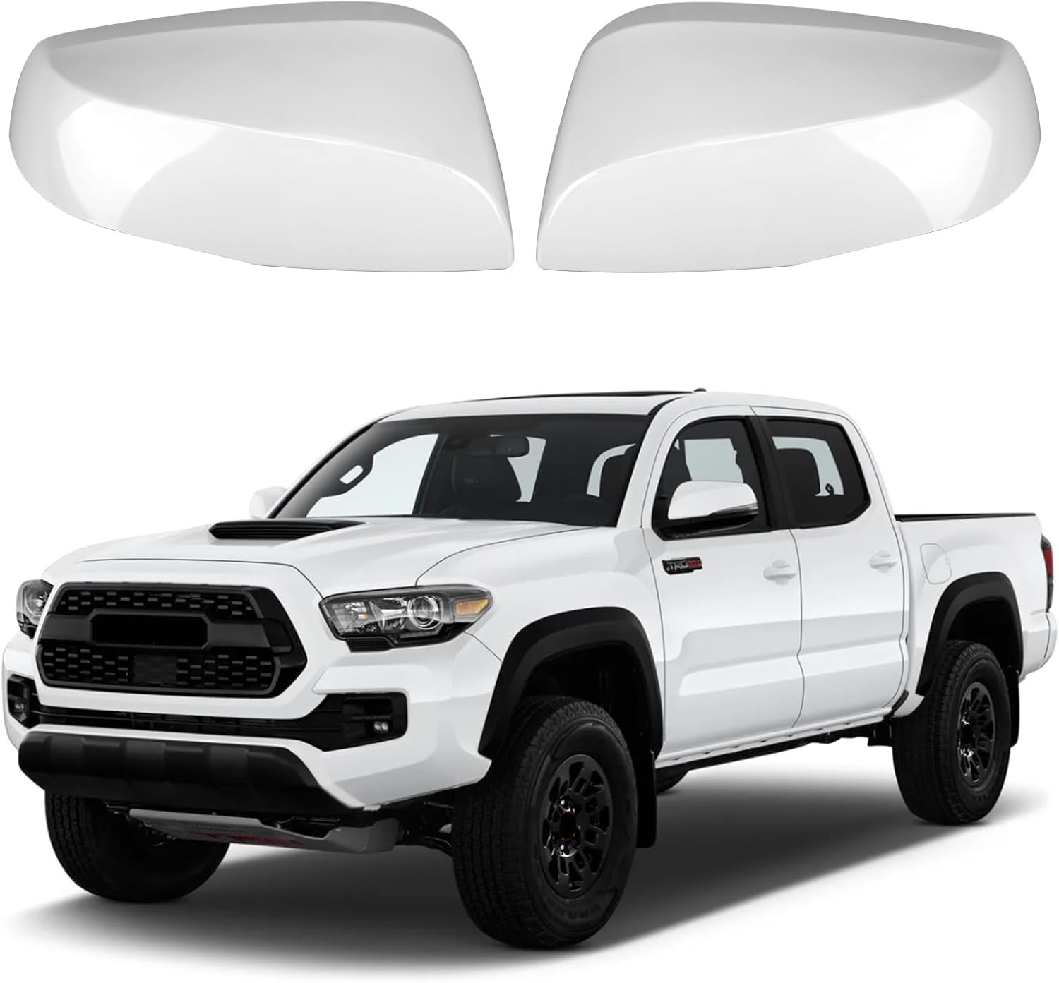 sportuli White Mirror Caps for 2016-2023 Toyota Tacoma TRD