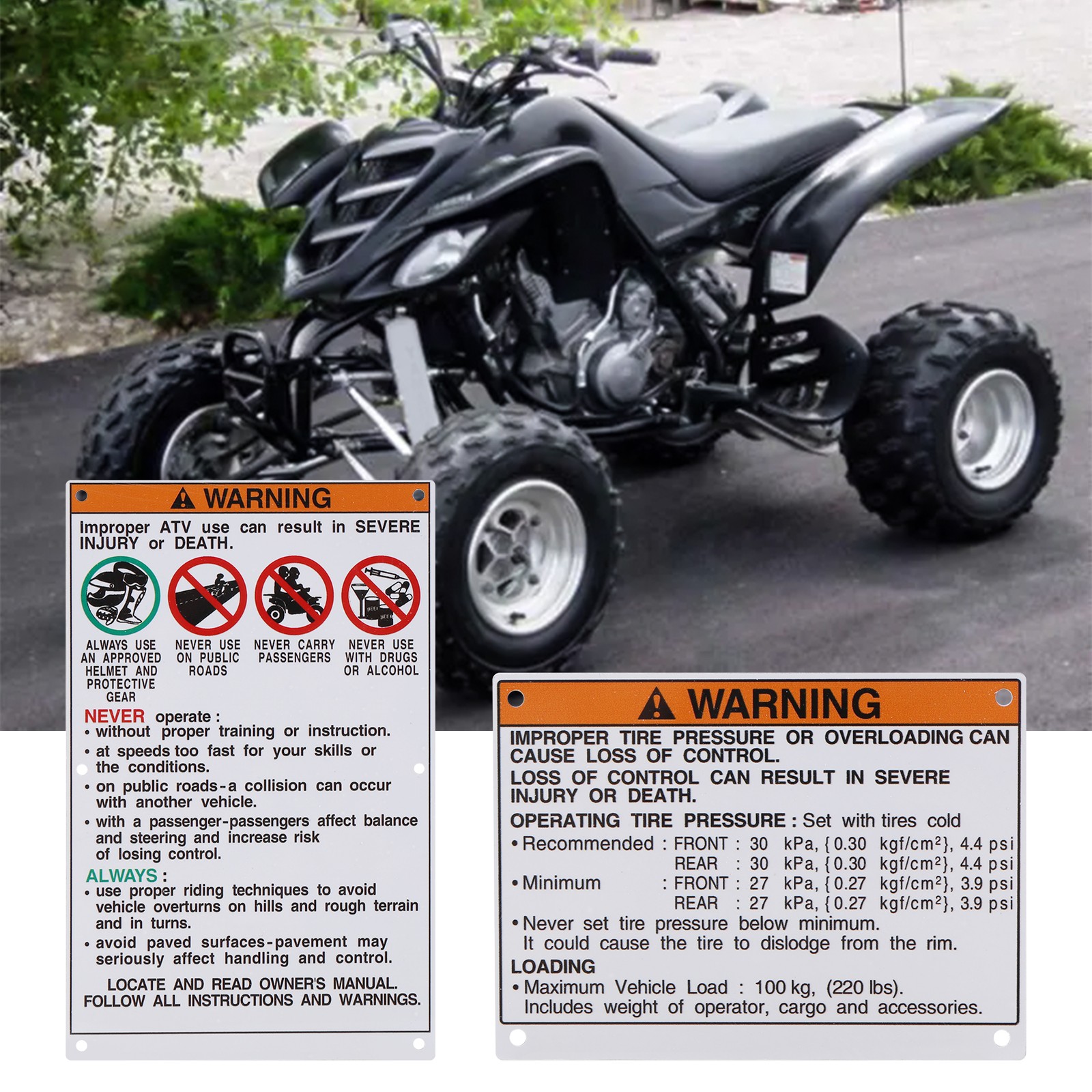 Auto Parts Warning Decals Stickers Labels Aluminum Backed for H4E25706