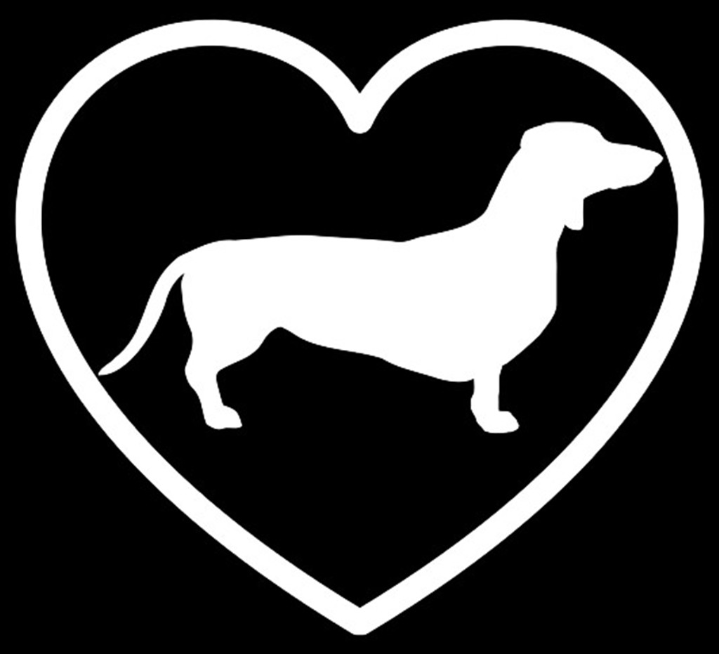 Dachshund in Heart Vinyl Decal Laptop Sticker Car Window K-9 Wiener Dog Person