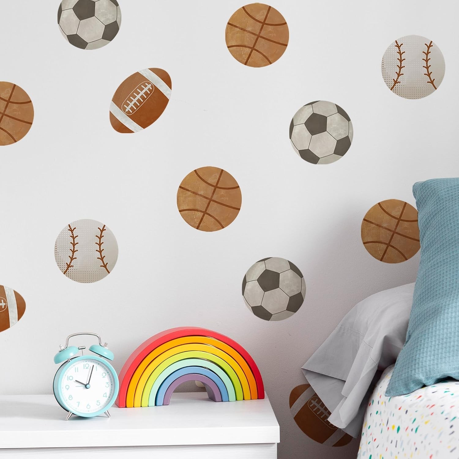 Sports Balls Wall Decal Football Basketball Soccer Rugby Baseball Kids Room D…