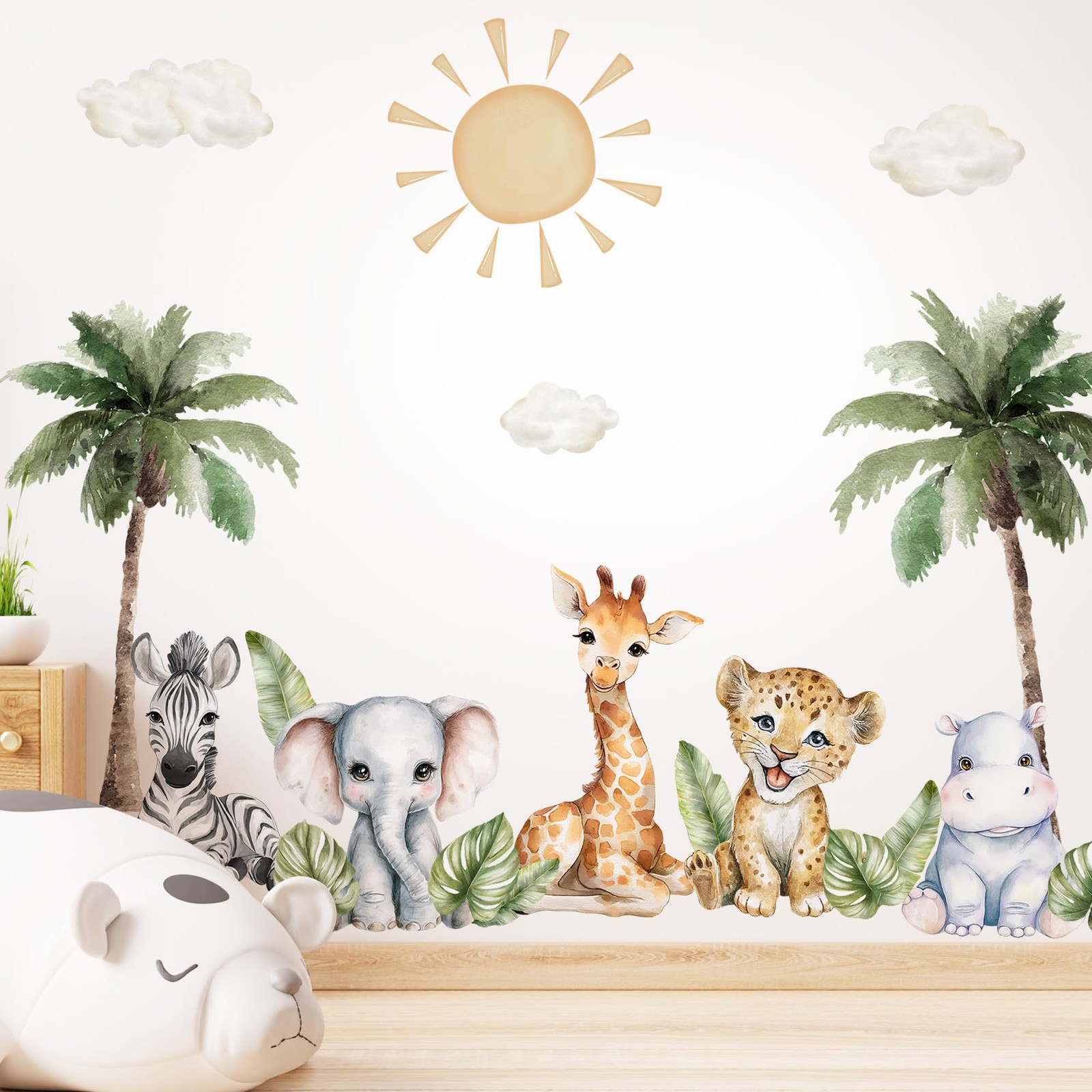 Safari Animals Wall Decal, Peel and Stick Nursery Animals Mural,Jungle Lion, …