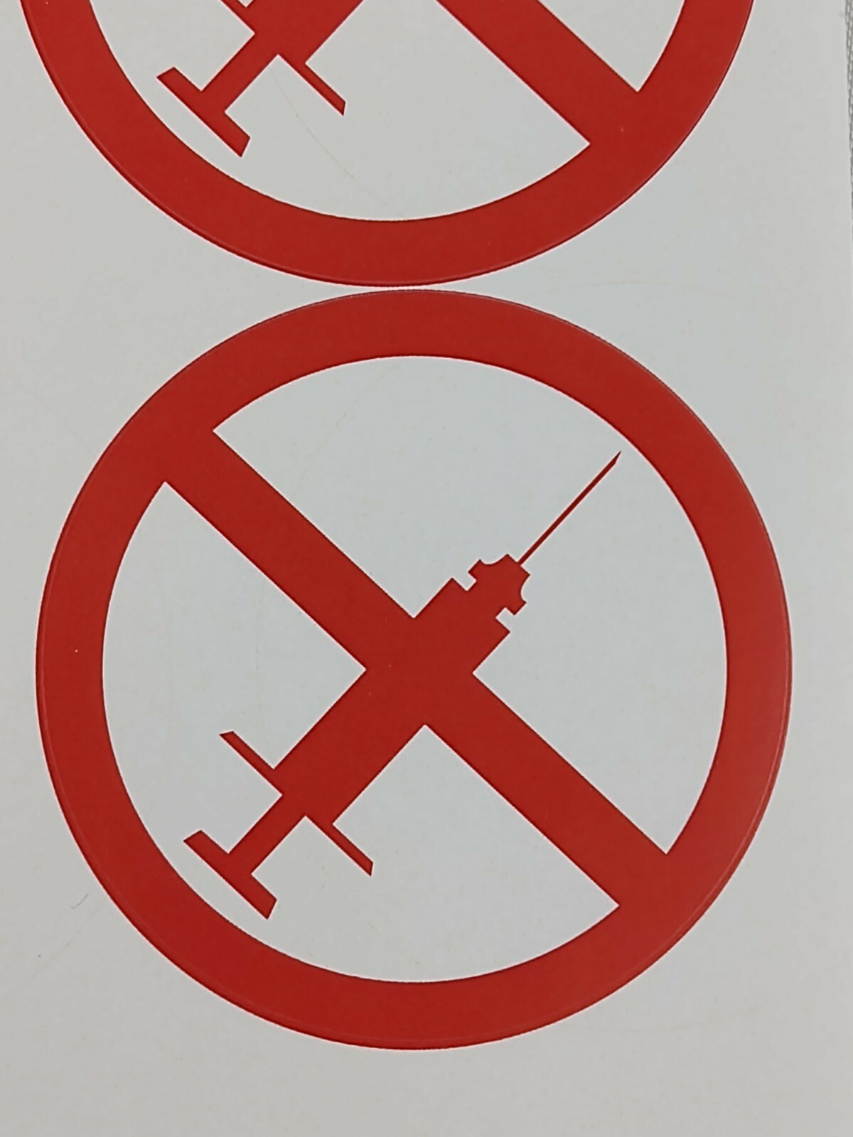 No Syringe Needles Round Trash Can Receptacle Stickers New Sheet Of 12 Stickers