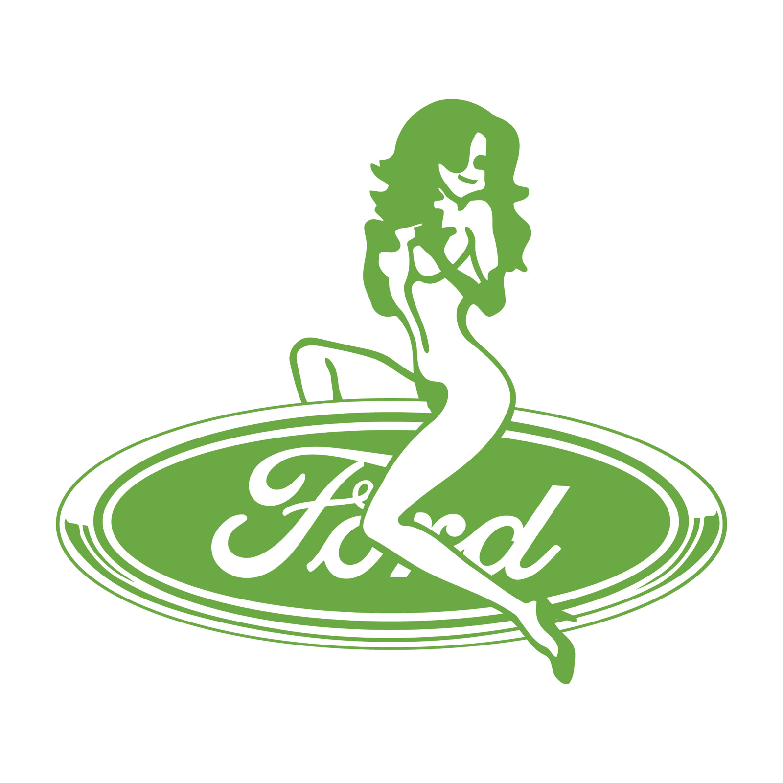 Ford Logo With Sexy Girl Die Cut Decal USA Made Multiple Colors Available 6+yrs