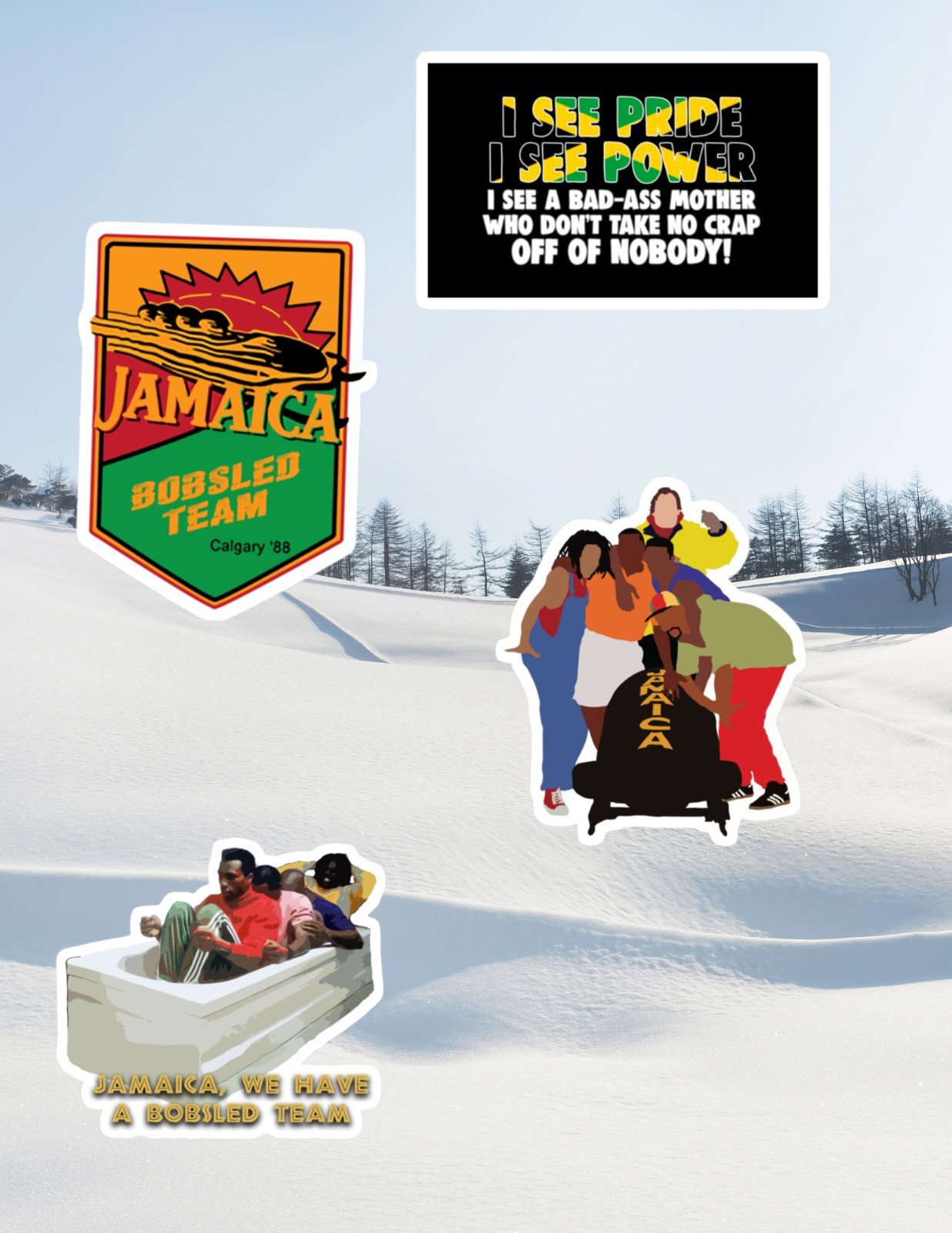 Cool Runnings Kids Movie 4pc Sticker Pack