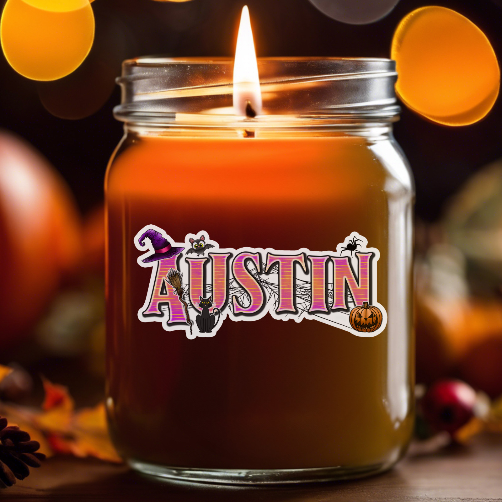 Custom Name Sticker Vinyl Decal – Aesthetic Halloween Witch Spooky Design