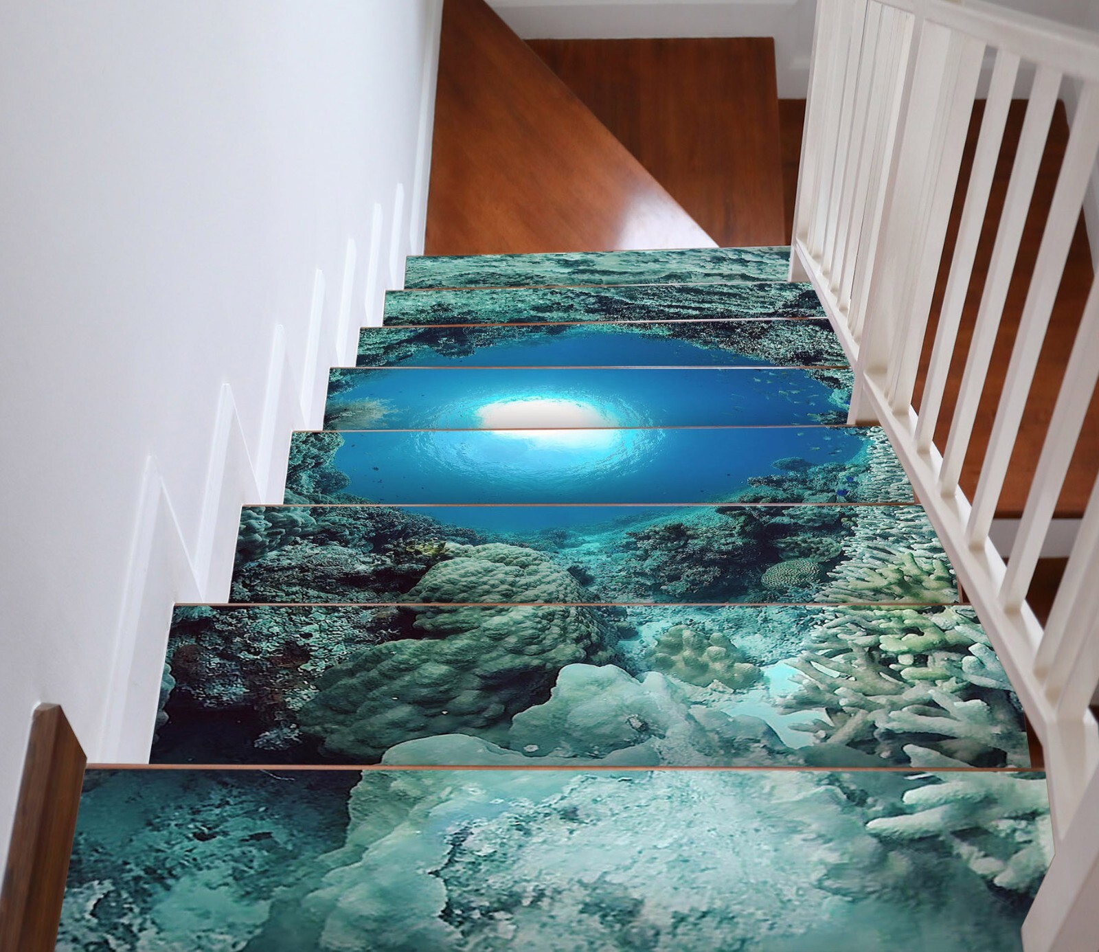 3D Ocean Light W192 Stairs Risers Decoration Photo Mural Vinyl Wallpaper Vera