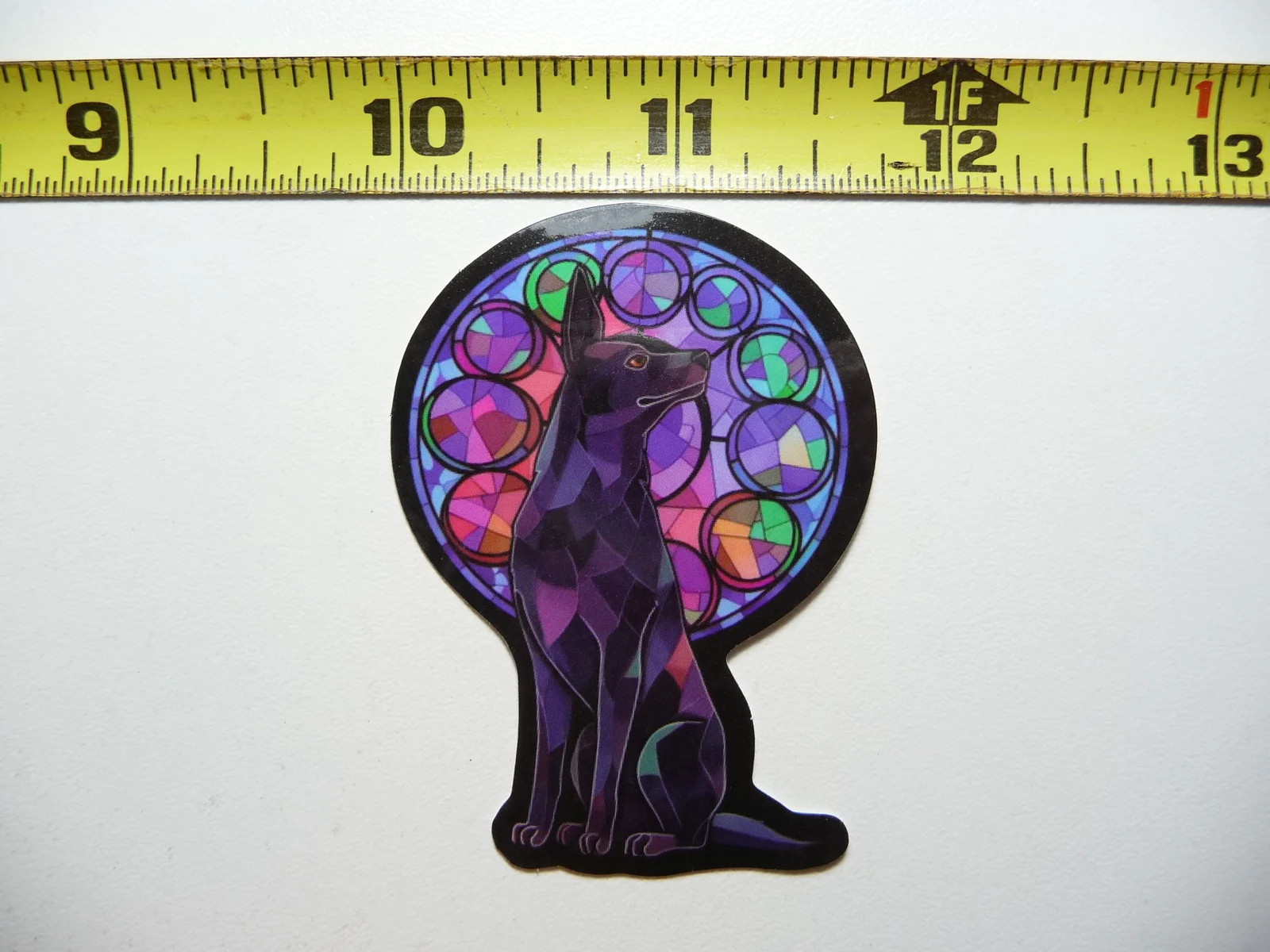 WOLF DOG CIRCLES SMALL STICKER DECAL STAINED GLASS STYLE BEAUTIFUL COLORS