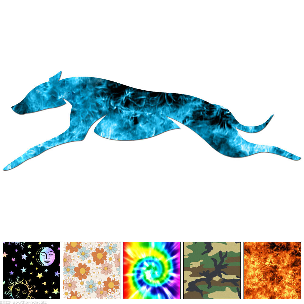 Greyhound Whippet Dog – Decal Sticker – Multiple Patterns & Sizes – ebn7077