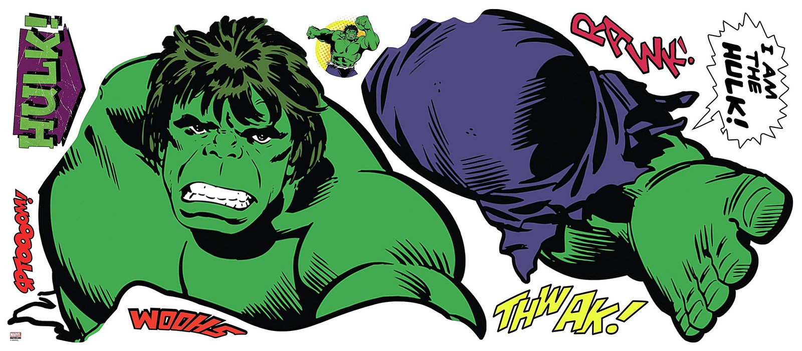 RMK3242GM Marvel Green Hulk Comic Giant Peel and Stick Wall Decals