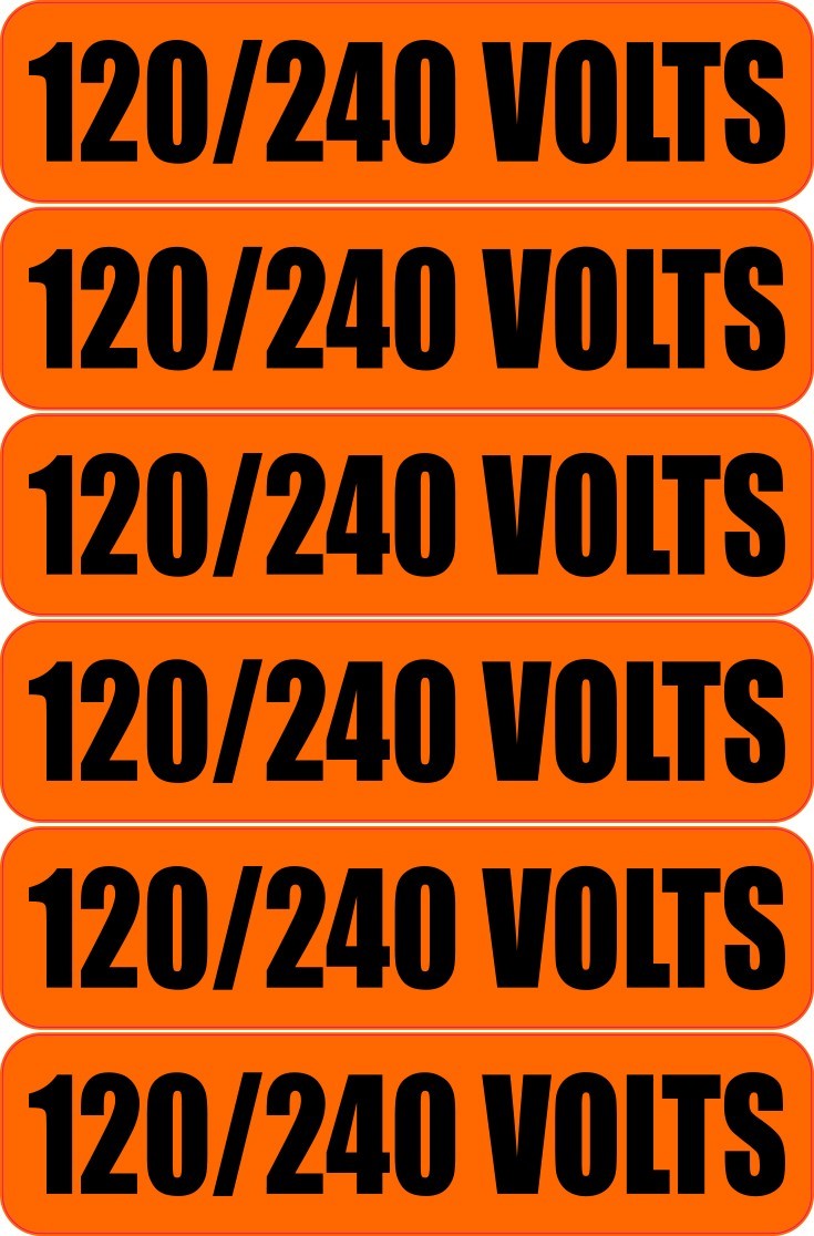 6x 120 / 240 Volts Warning Vinyl Decal | Outdoor Laminated | Electrical Safety