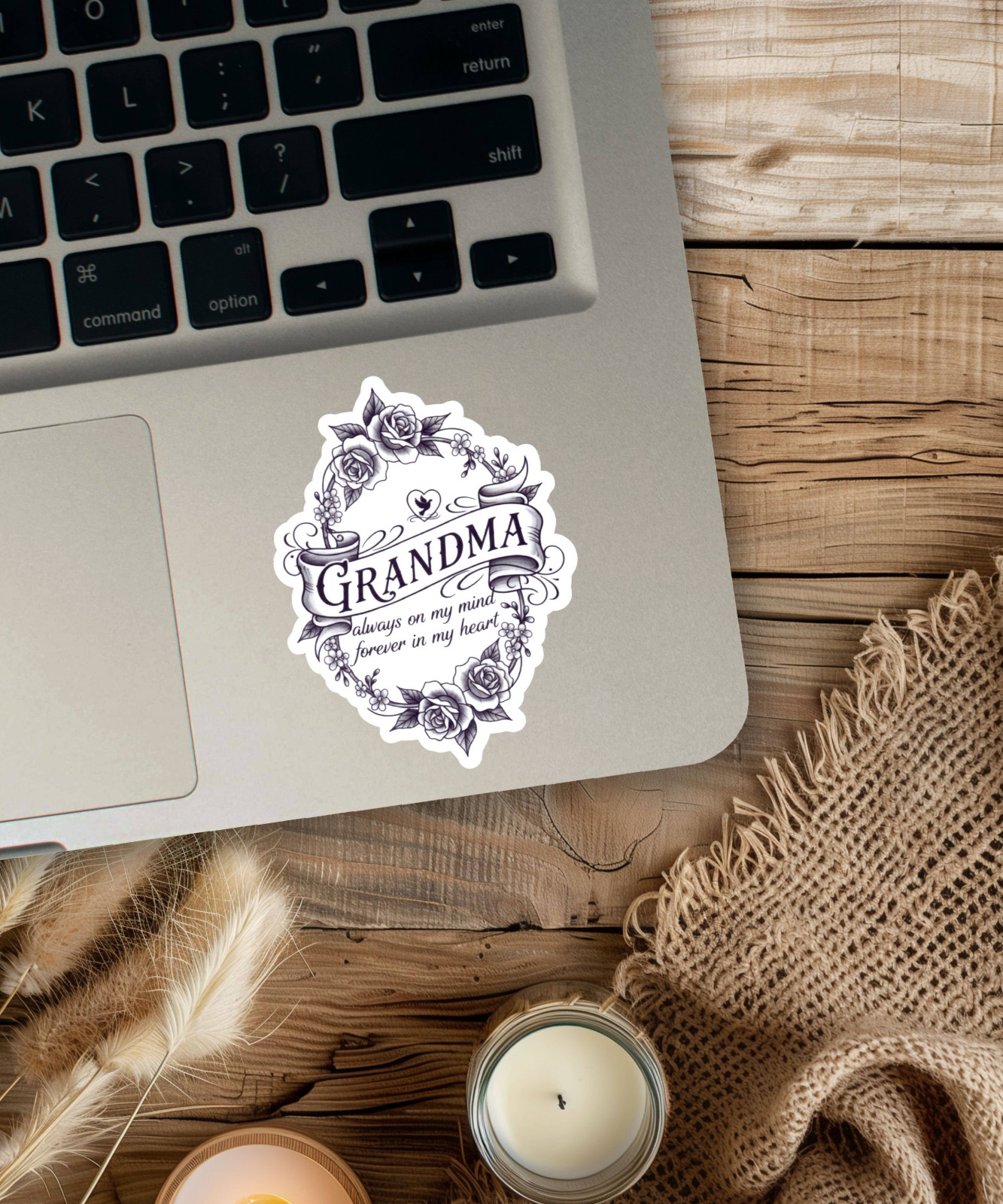 In Memory of Grandma Vinyl Sticker "Always On My Mind Forever In My Heart"