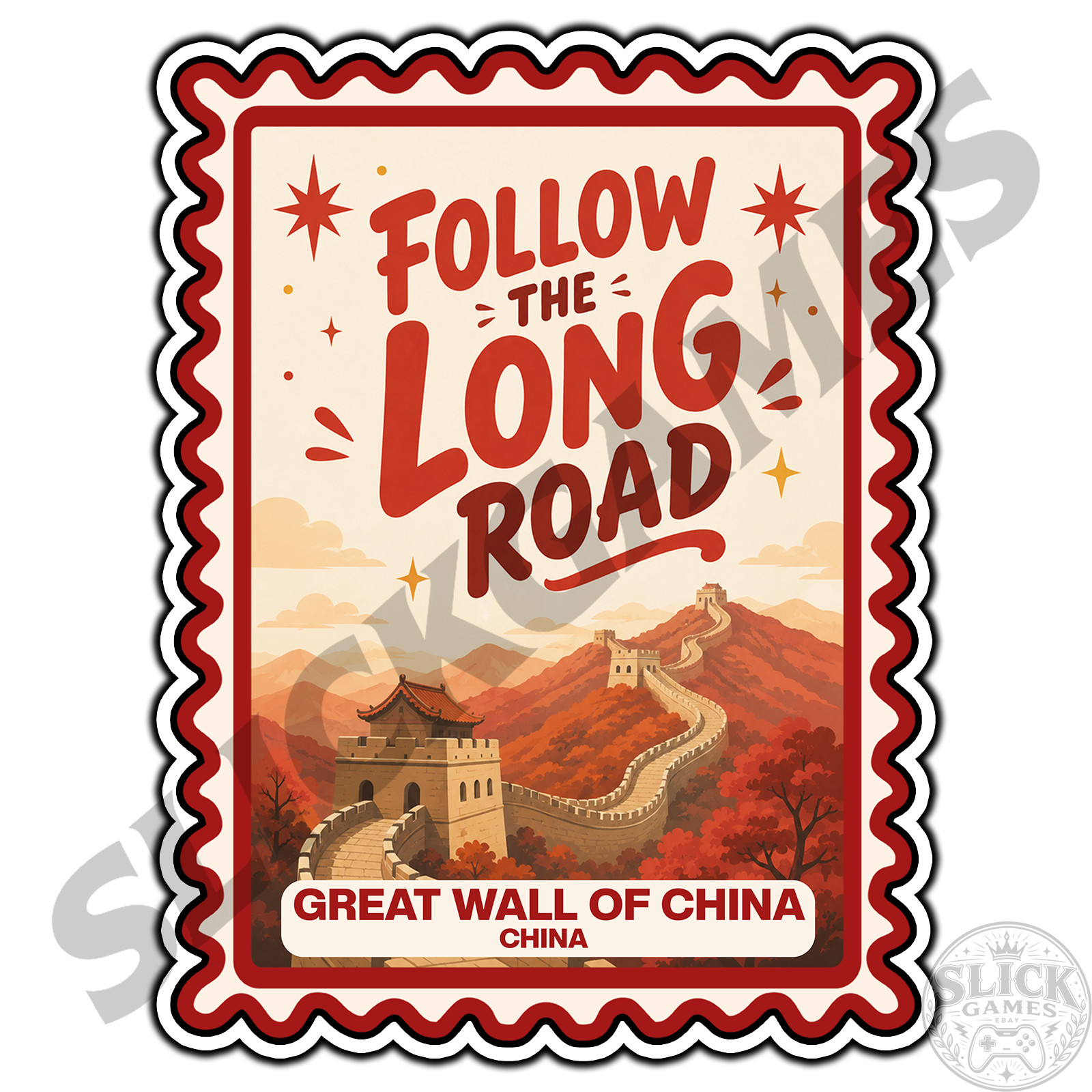 Great Wall Of China Travel Quote Postage Stamp Sticker #1 Waterproof Vinyl Decal
