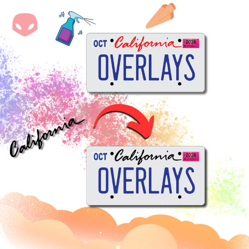 California LOGO Overlay – Gloss Black License Plate Wrap DIY Overlay Sticker