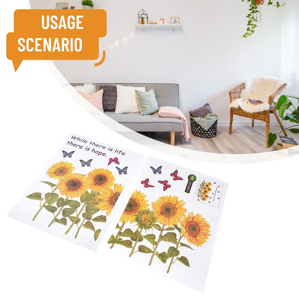 Fashionable Removable Sunflower Wall Sticker Flower Decor Waterproof Decals