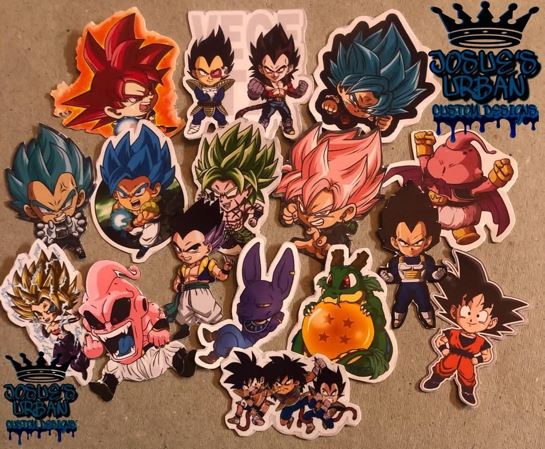 16pcs Stickers: Dragon Ball Z Glossy Vinyl Stickers Goku Gohan Vegeta
