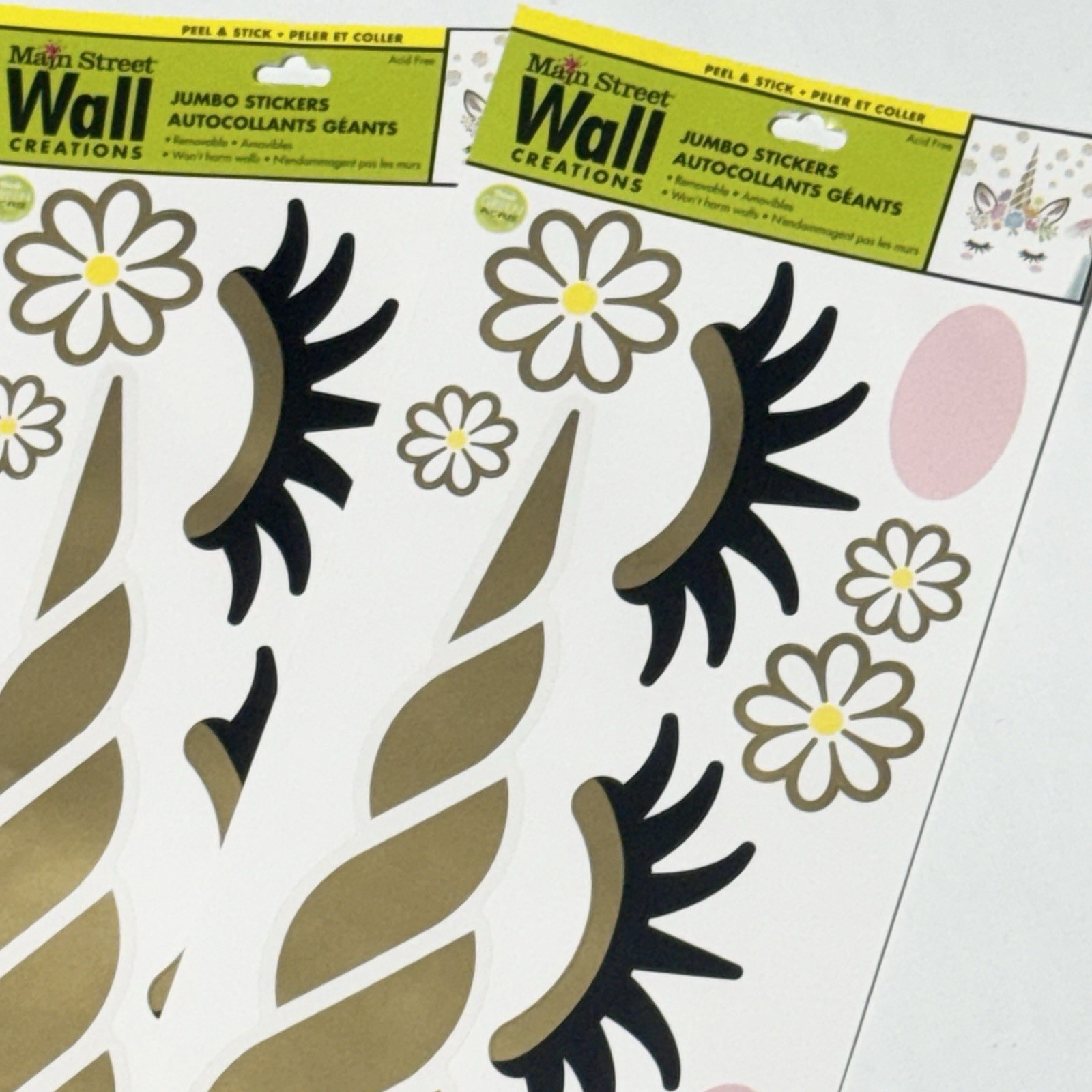 Main Street Wall Creations Jumbo Stickers "Peaceful Unicorn" Lot of 5