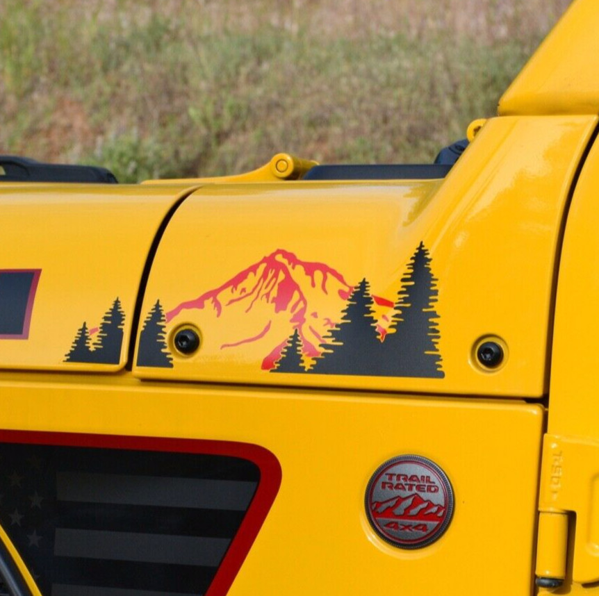 Mountain and Trees 2 Color Short Decal for Hood Jeep Wrangler JL 2018+
