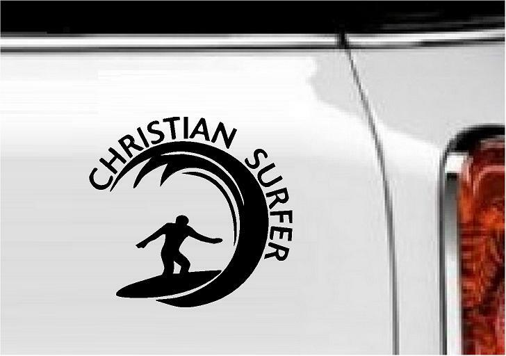Christian Surfer Vinyl Decal Home Décor 6" x 6"