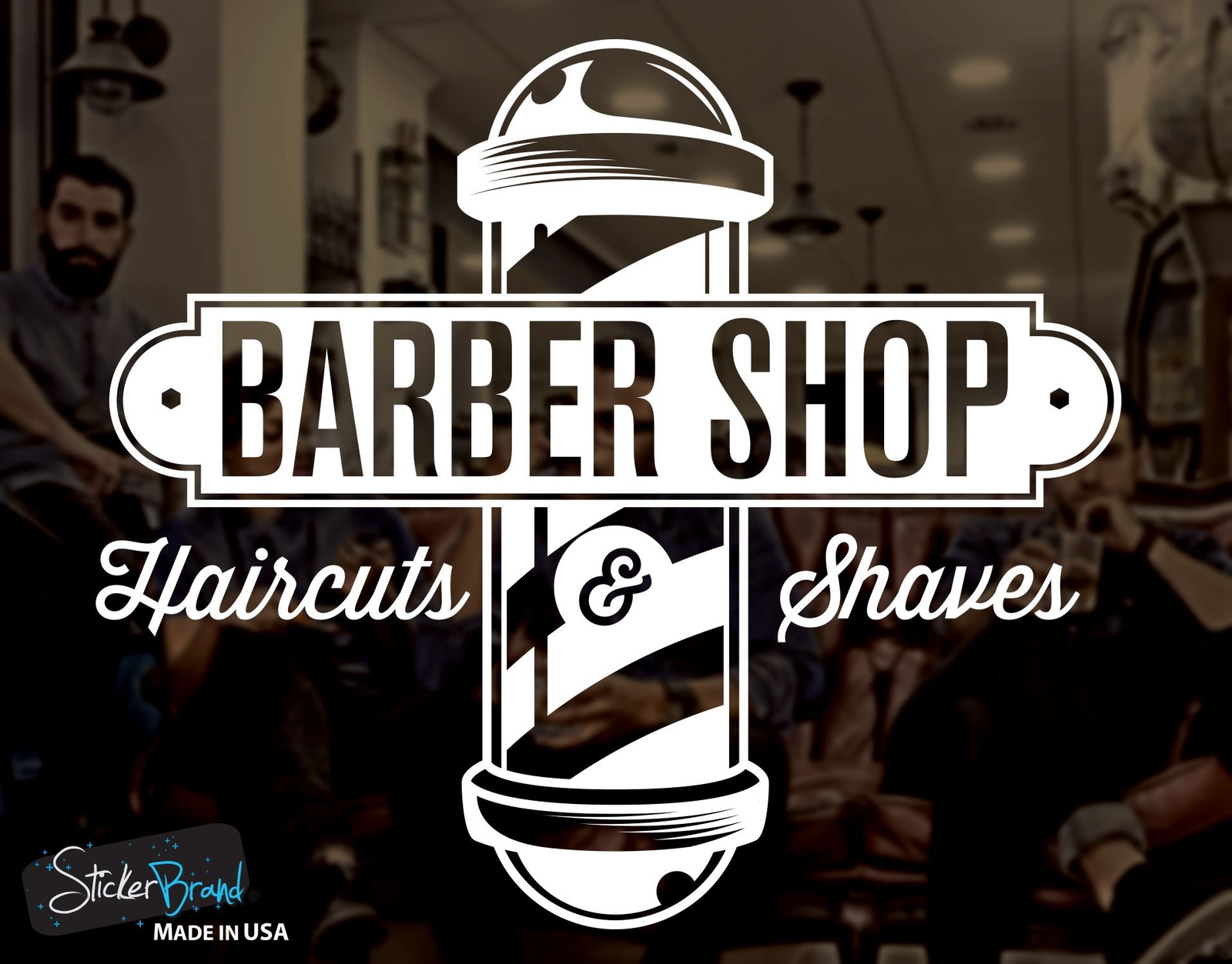 Barbershop Sign Haircuts and Shaves Vinyl Wall Decal Sticker #6066