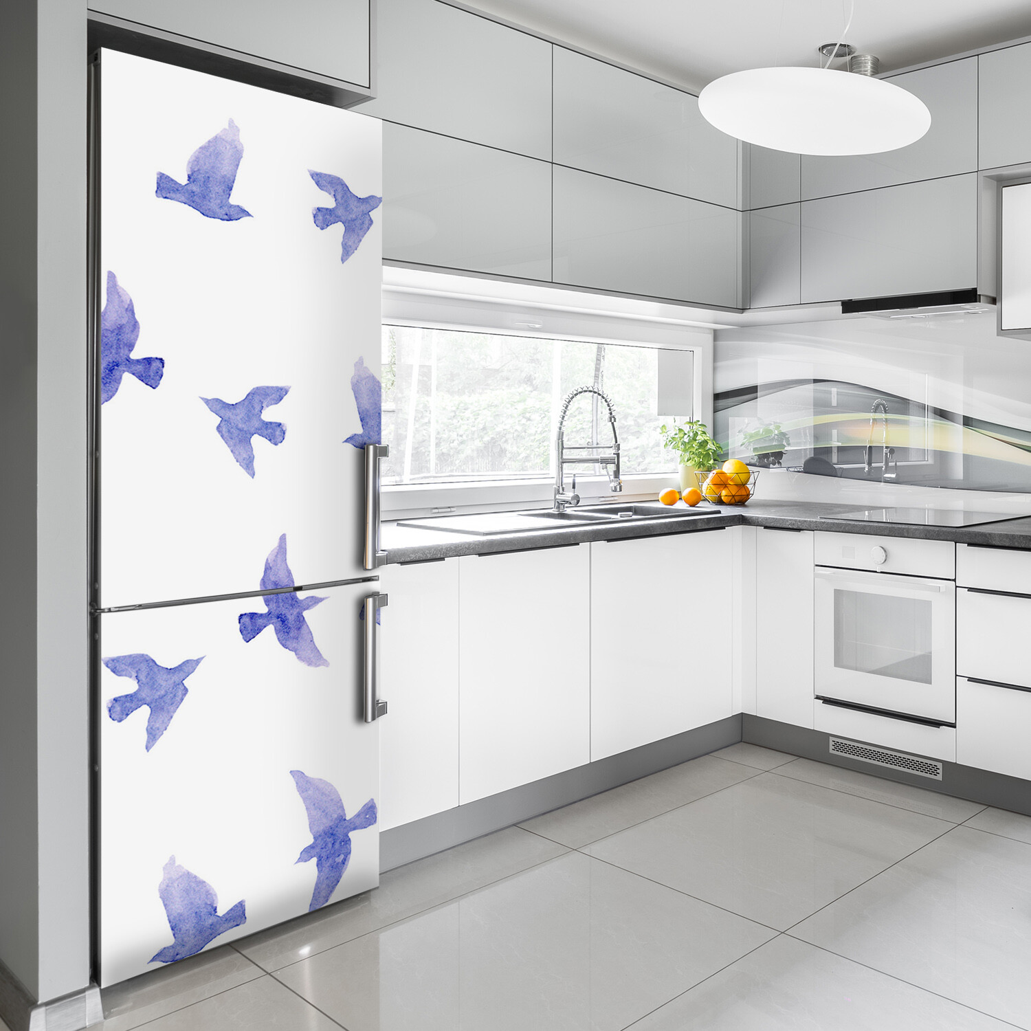 Removable Home Refrigerator Wall Sticker Magnet Decor Animals Blue swallows