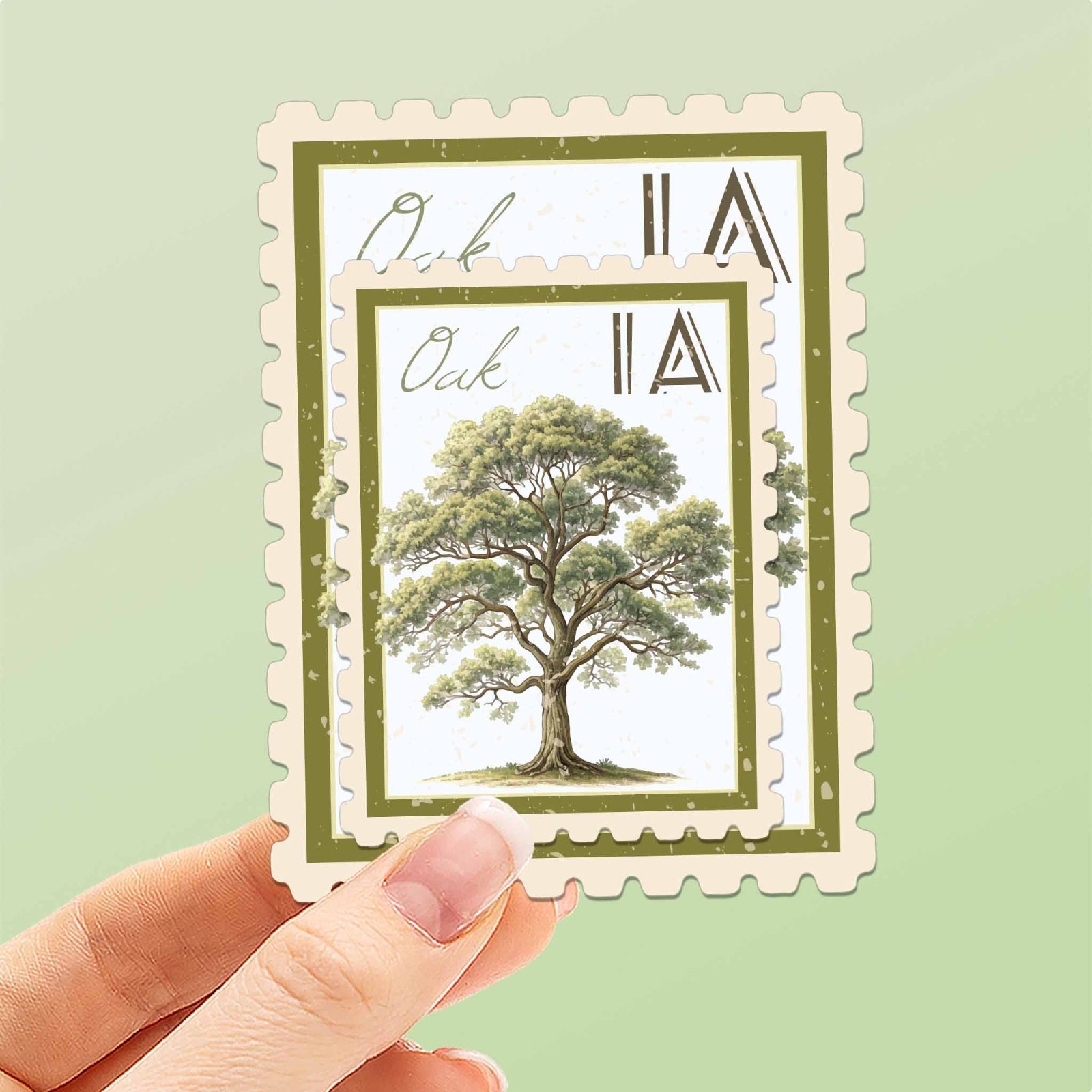 Iowa State Tree Oak Sticker – IA Vintage Stamp Decal