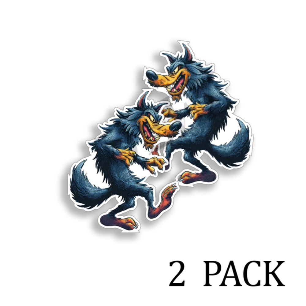 Halloween Stickers Hairy Werewolf – Indoor Outdoor Vinyl Decals – Set of 2