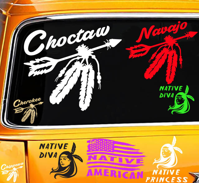 – Native American Arrow with Feathers Choctaw sticker decal