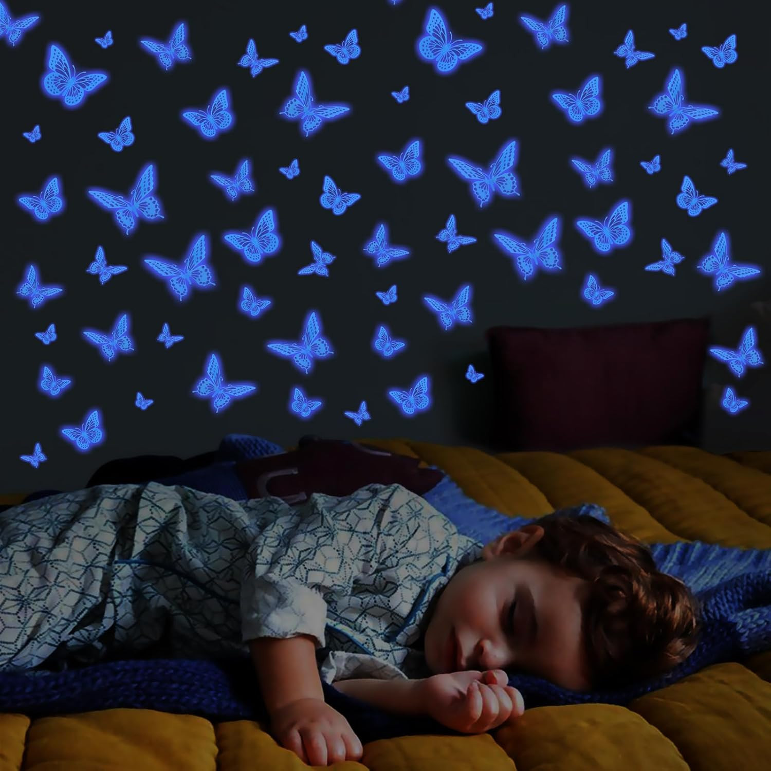 Glow in The Dark 3D Butterfly 24 Pcs 3 Sizes, Luminous Butterfly Stickers for…