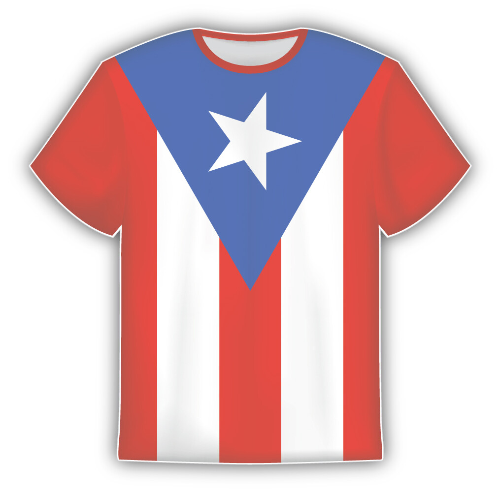 Puerto Rico Flag Sticker In The Form Of T Shirt Vinyl Sticker Decal