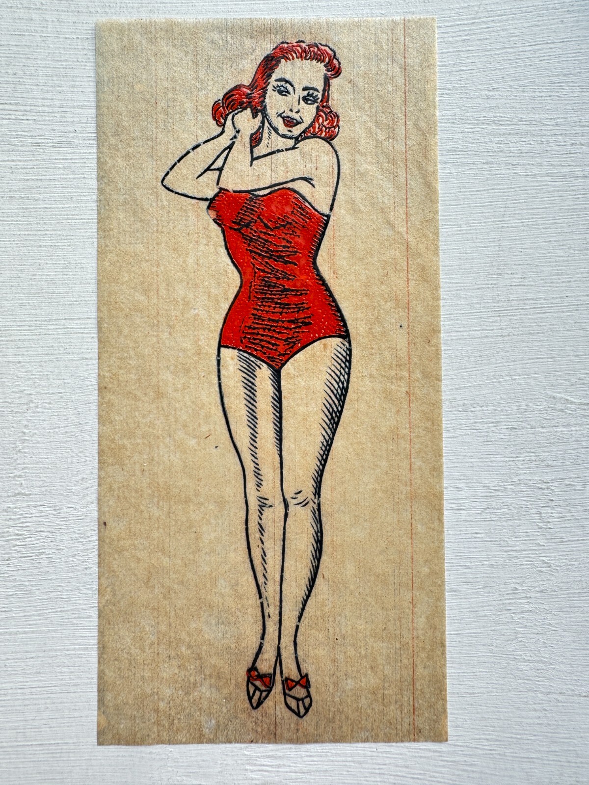 1940's Clothing Iron on Decal of Pinup Girl