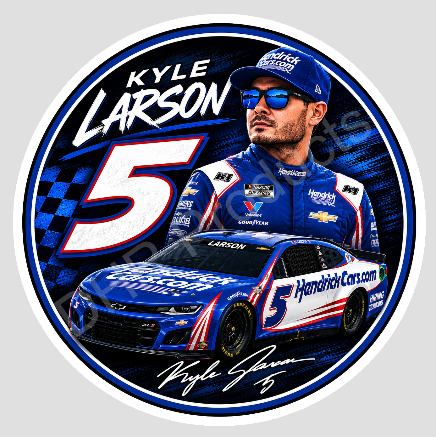 Kyle Larson Number 5 Round Logo Weather Resistant Vinyl Sticker/Decal NASCAR 03