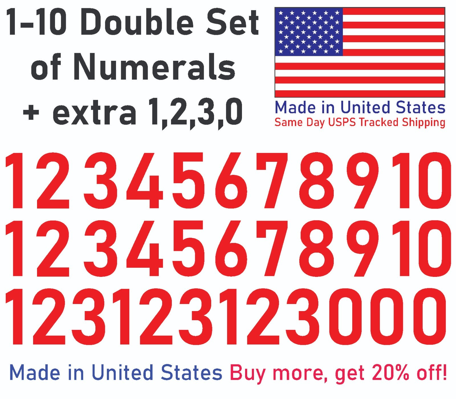 1-10 20+10 Outdoor Vinyl Decal Numbers for Mailbox, Door, Wall, Address, Locker