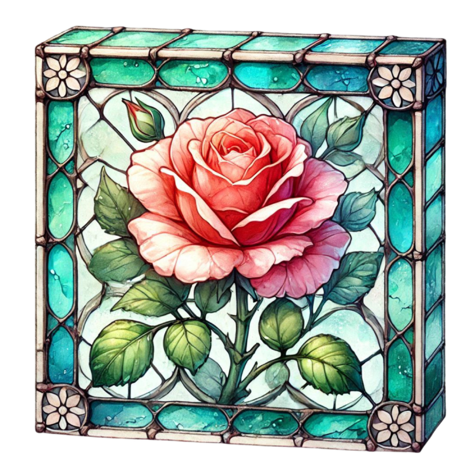 Wall Decal Sticker Roses Stained Glass Window Wall Sticker 18X18cm Large