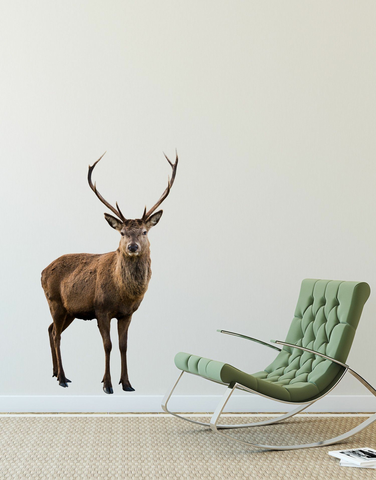 Wildlife Nature Deer Wall Decal Sticker. Posing and Staring. Large Horn Buck wit