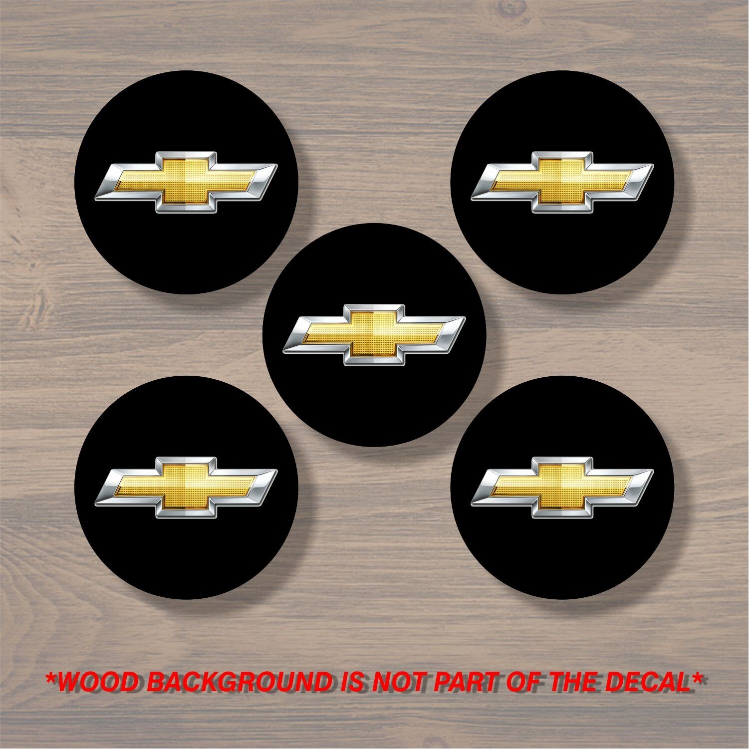 Chevrolet Chevy Bowtie Wheel Center Cap Overlay x5, Vinyl Decal Sticker 92