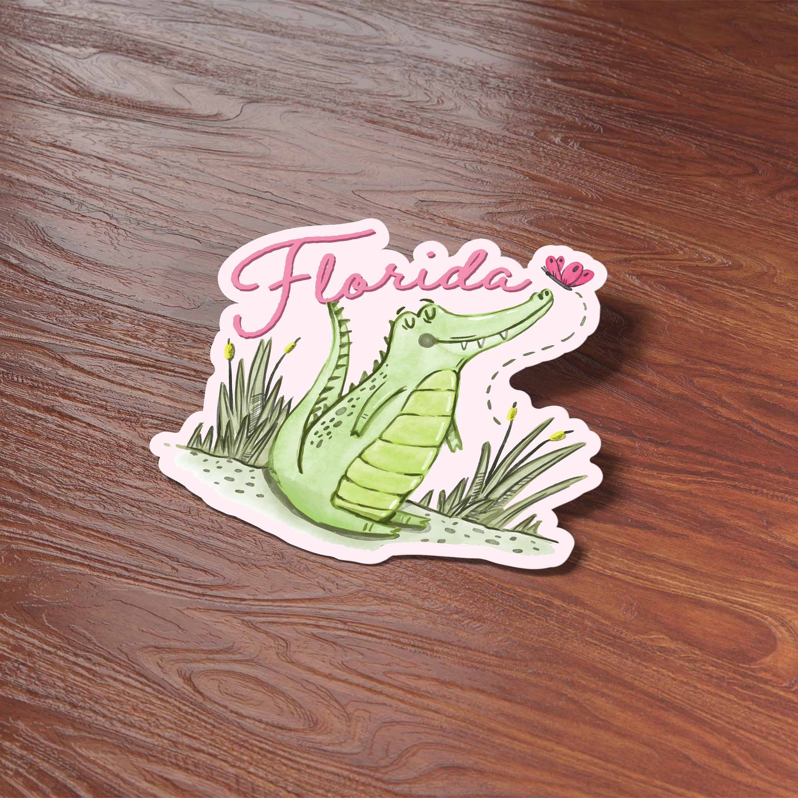 Pink Florida Gator Sticker – Cute FL Decals