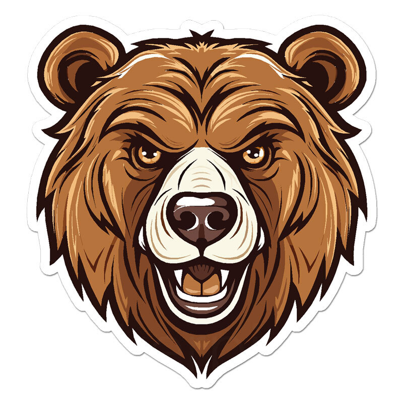 Grizzly Bear Head, Vinyl Decal Sticker, Indoor Outdoor, 3 Sizes, #11299
