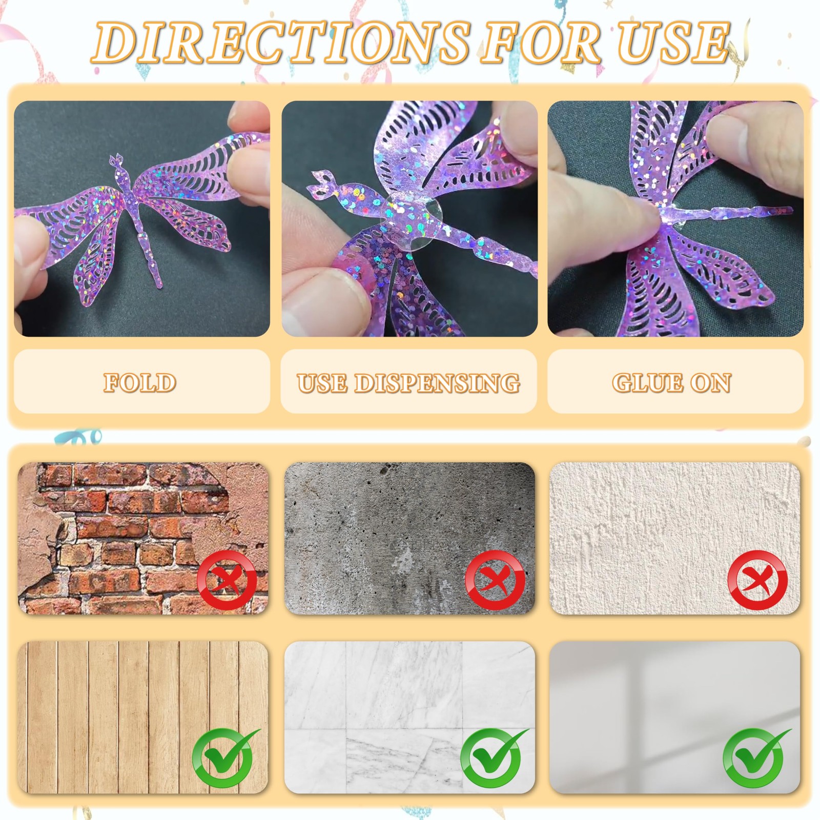 60 Pcs 3D Sequined Iridescent Dragonfly Wall Decor Stickers,Removable Glitter…