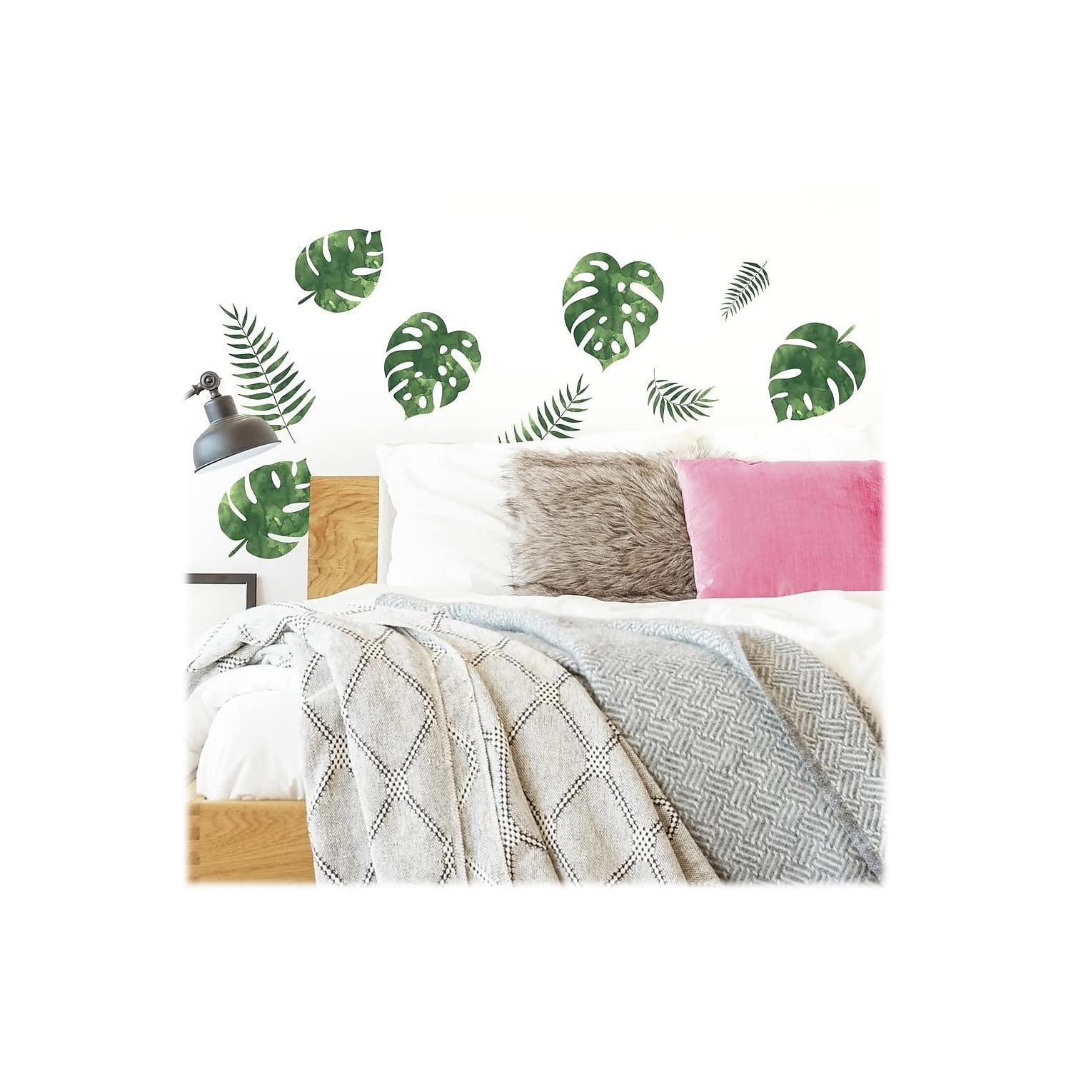 RMK3655SCS Palm Leaves Peel and Stick Wall Decals Green 4 Sheets 9 inches x 1…