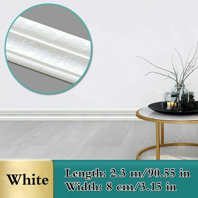 2.3M Baseboard Stickers Self-adhesive Wall Edge Corner Foam Waistline Sticker