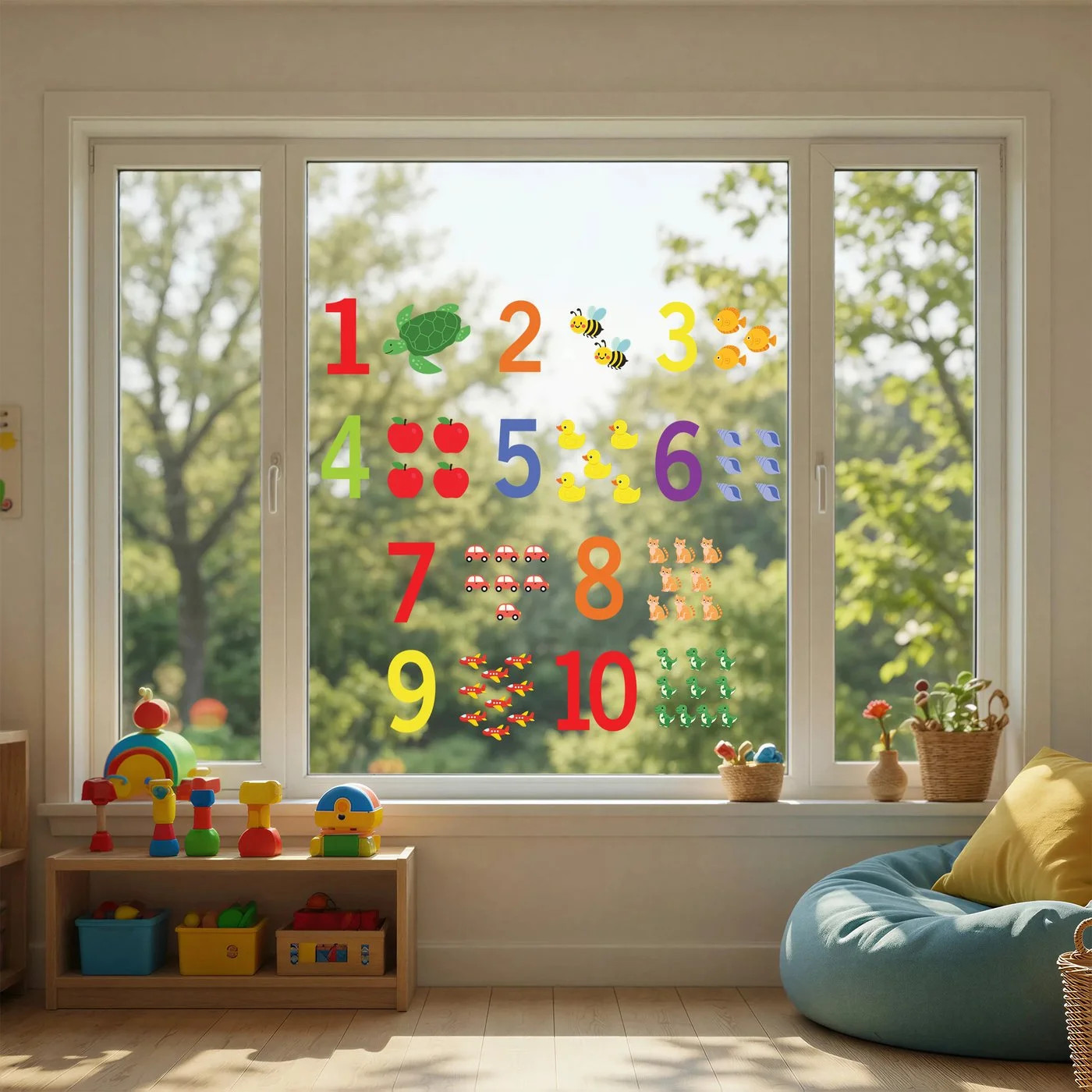 Number Window Clings 24 Piece Counting Set 3 Sheets 12×12 Numbers 1-12 Decals