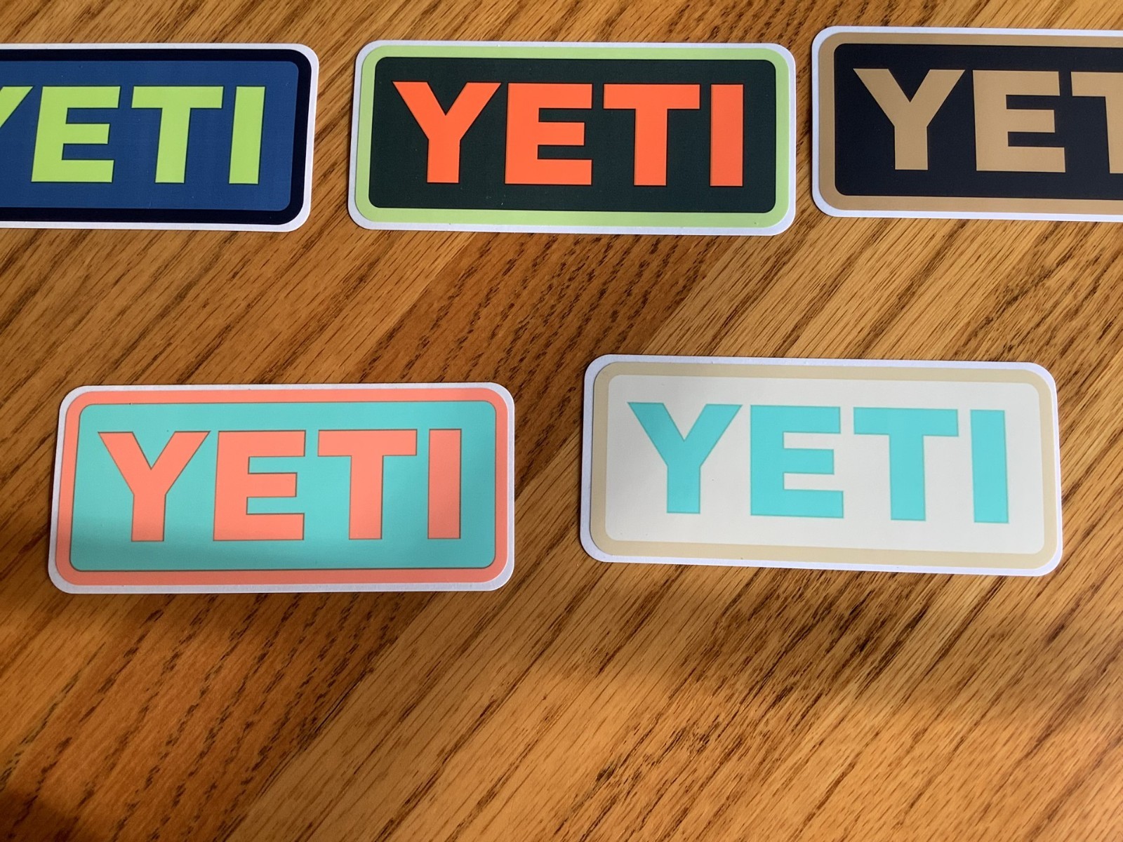 (7) YETI Logo Sticker/Decal Lot 4" Various Colors + (1) Cooler Decal Authentic