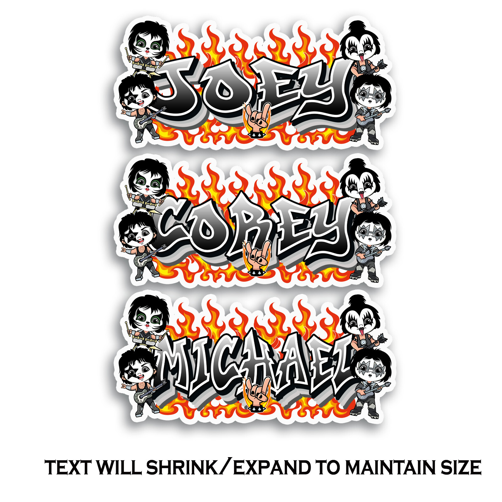 Custom Vinyl Name Sticker Personalize Graffiti Inspired by Iconic Rock Band