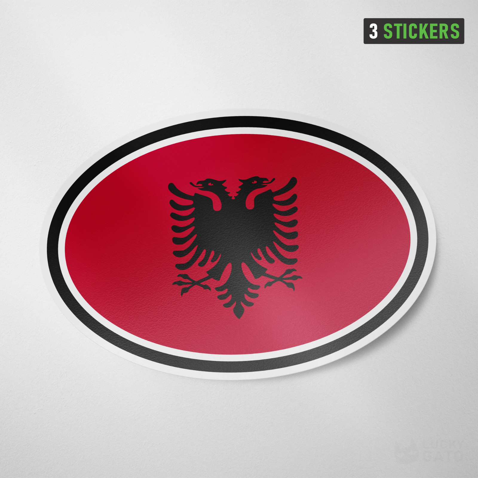 Albania Oval Flag Sticker 3 Pack Vinyl Decal Car Auto Window Tirana