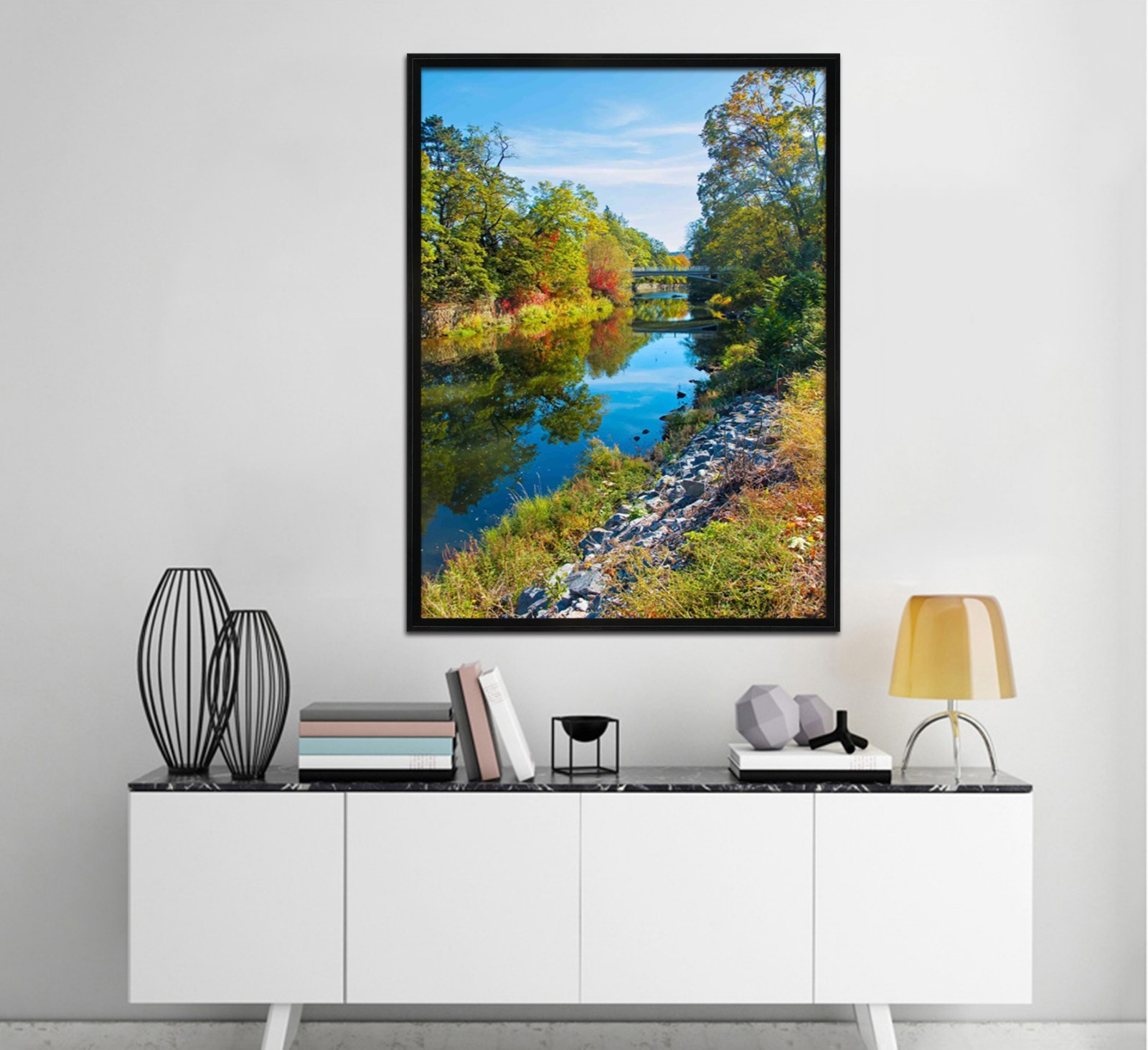 3D Forest River 65 Fake Framed Poster Home Decor Print Painting Unique Art