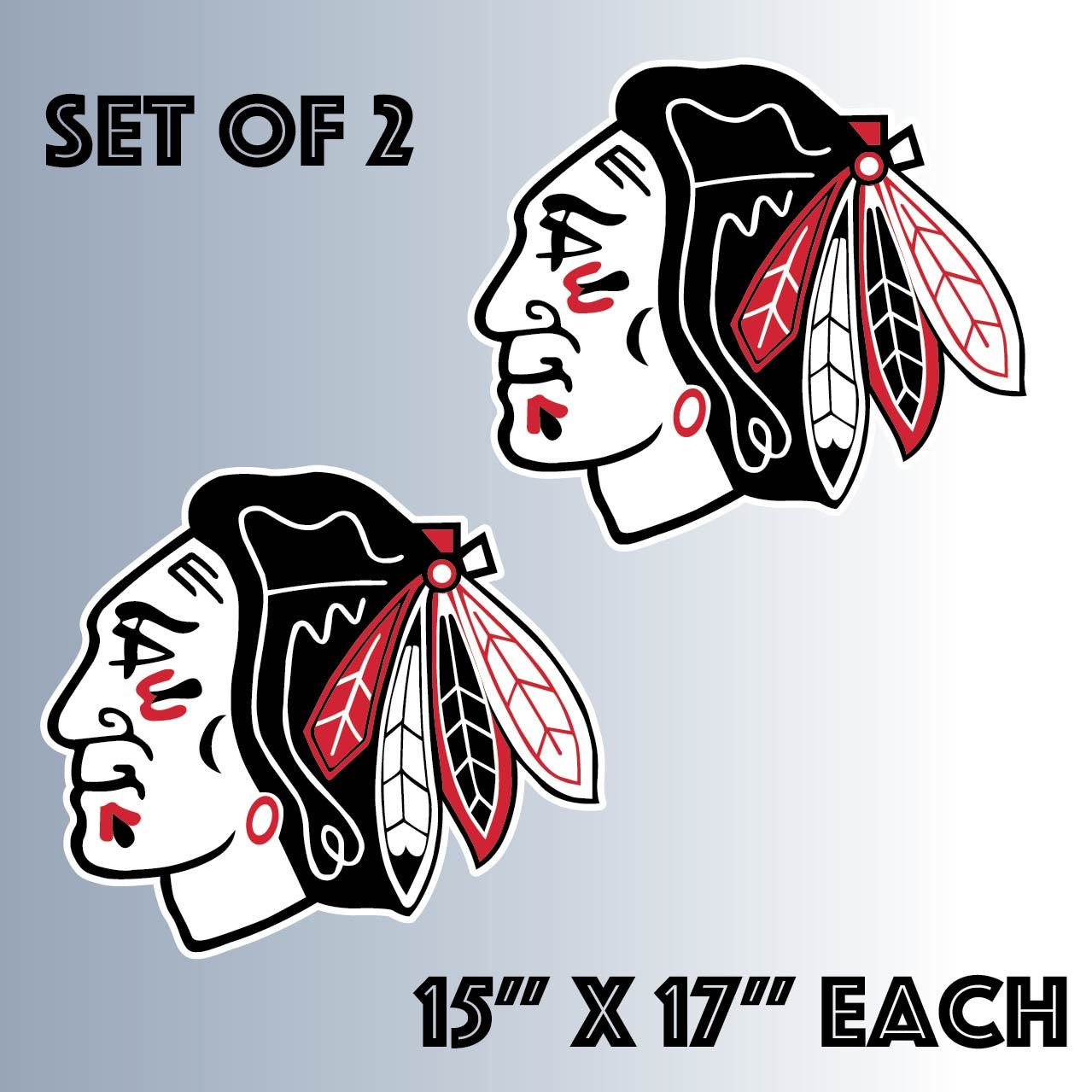 Chicago Blackhawks Crawford MaskChic Vinyl Sticker Decal Cornhole Set of 2 (17")