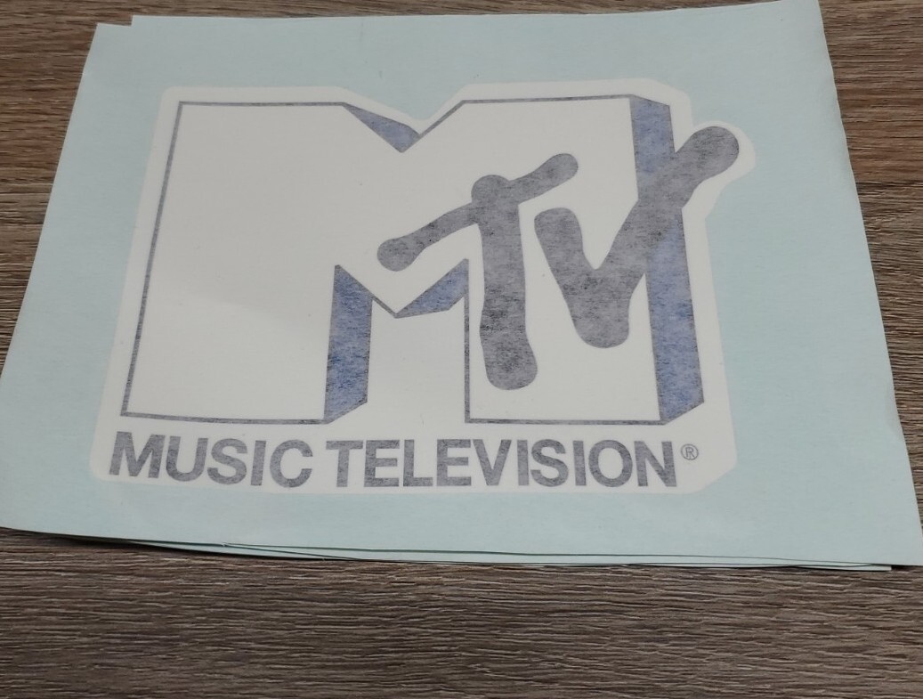 New MTV Vinyl Sticker Music Television 80's 90's 4" X 5.25" White /Blue