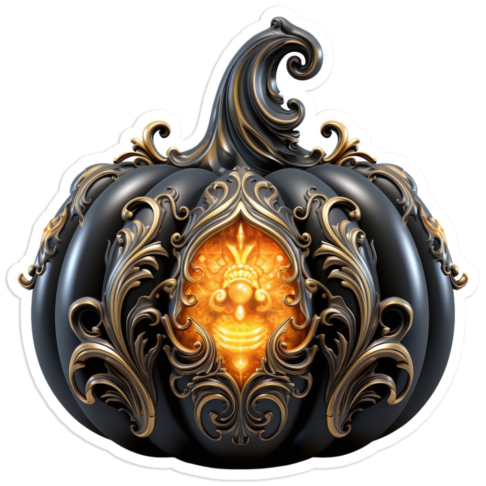 Ornate Gothic Pumpkin Lantern – Vinyl Decal Sticker – Car Window Laptop – #1942
