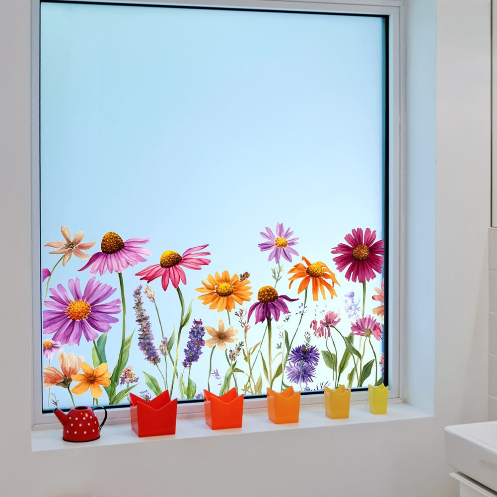 Non-Adhesive Butterfly Floral Static Cling Window Decal 11.81 x 23.62 in Purple